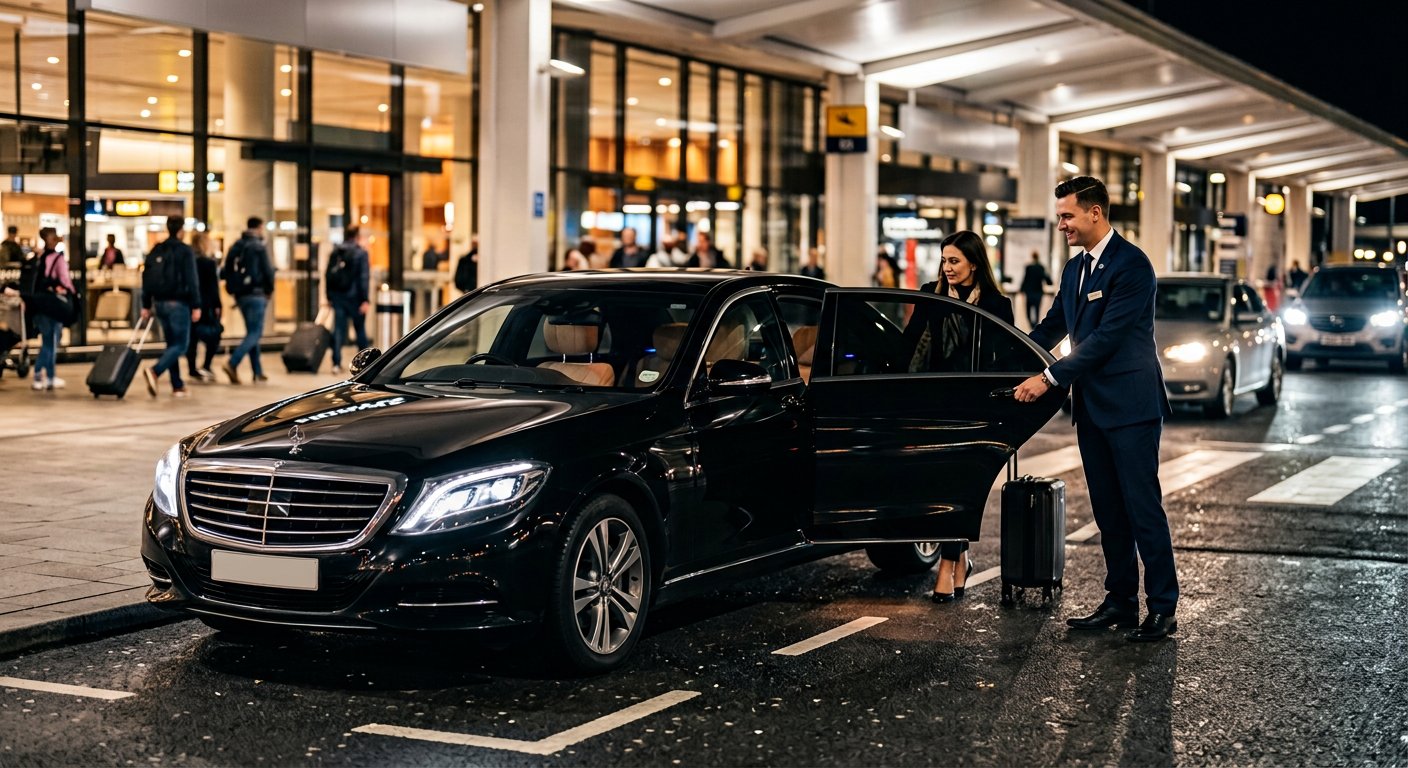 Transfer aeroporto Catania — auto nera con autista